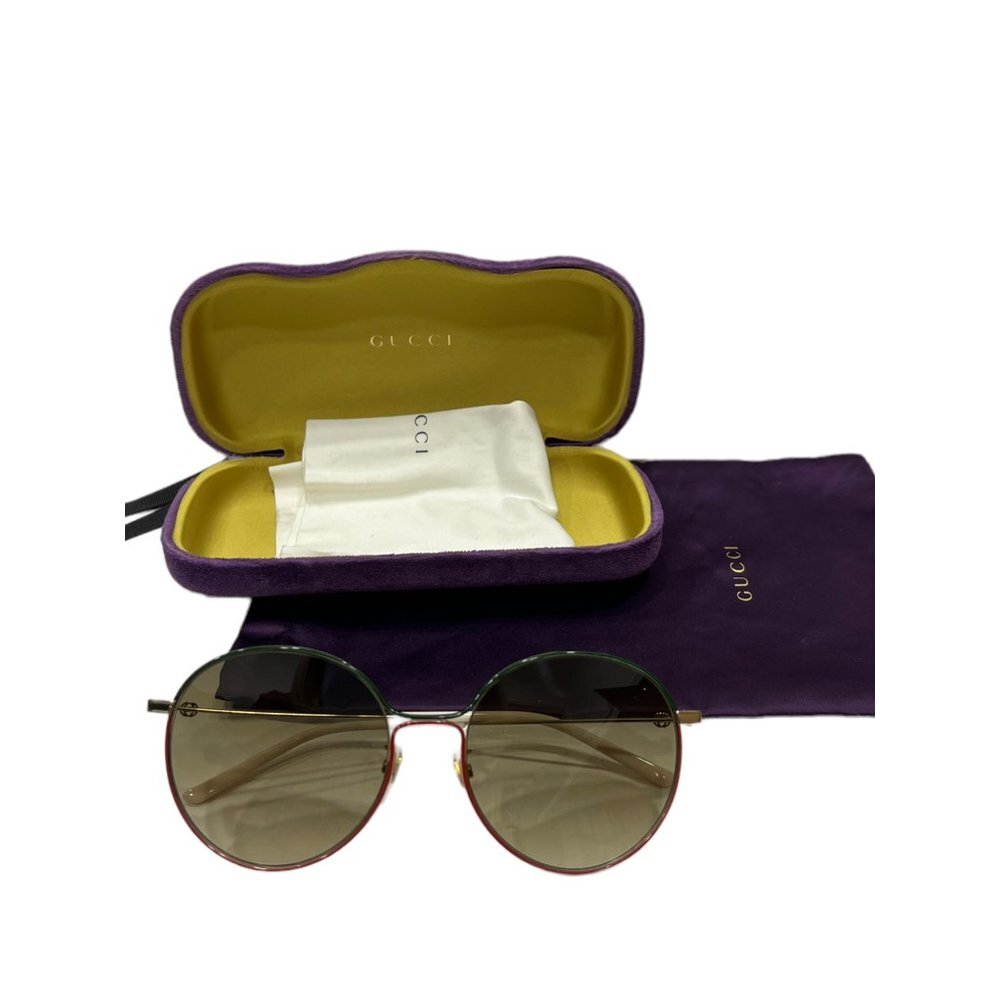 Gucci GG0395S 003 Gold Gradient Sunglasses Bumble Bee Brown Unisex
